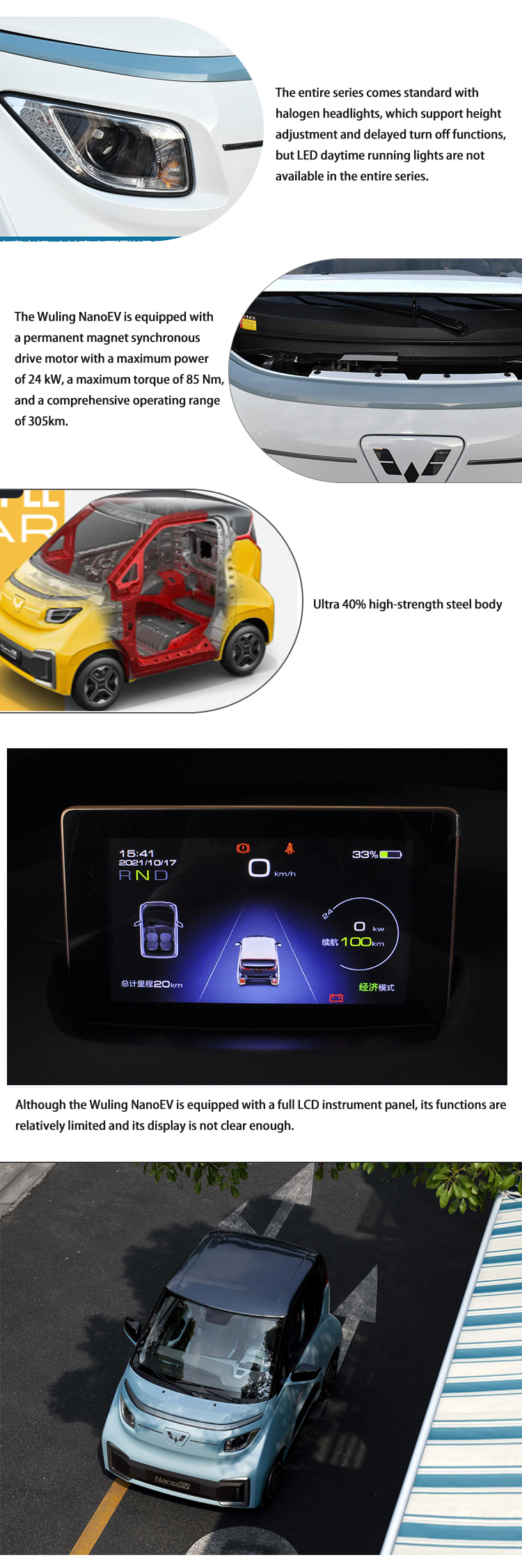 Mini New Energy EV Hatchback Electric Cars Vehicles Wuling Nano