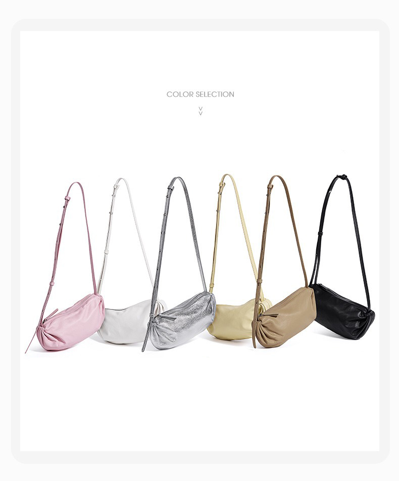 All Seasons Soft Leather Pleated Cloud Bag Korean Style Shoulder Crossbody in Fashion