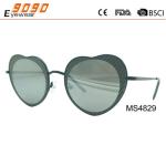 Women's heart fashionable sunglasses with metal frame, UV 400 Protection Lens