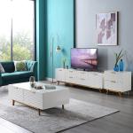 Living Room Center Table And TV Cabinet Marble Iron Luxury Long Shape