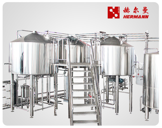 3000 L Craft Beer Brewing Equipment With Brushed Stainless Steel Surface