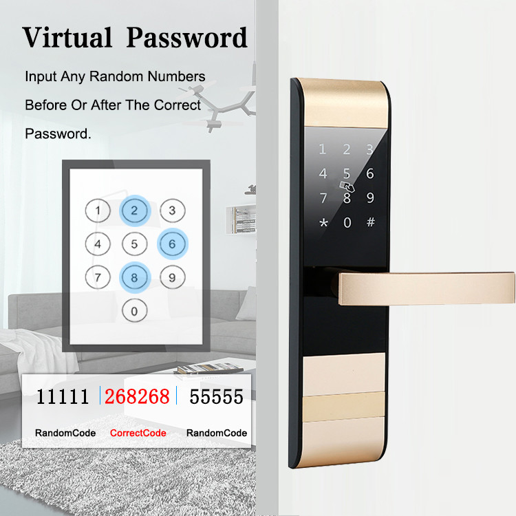 TT Lock APP Control Apartment House Digital Electric Smart Door Lock with Code and Card
