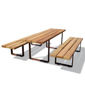 Wholesale Outdoor Furniture Metal Wood Table Bench sets with Customized Material/color/ size Outdoor Dining Table Set from china suppliers