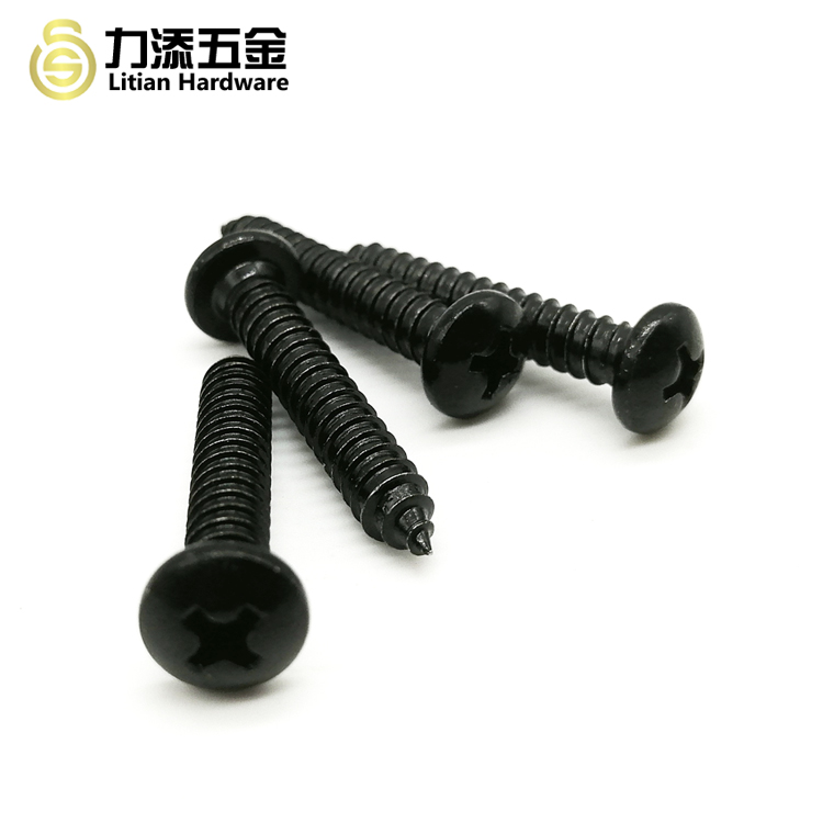 PA black cross head self-tapping screw disc head half head screw computer speaker miniature screws