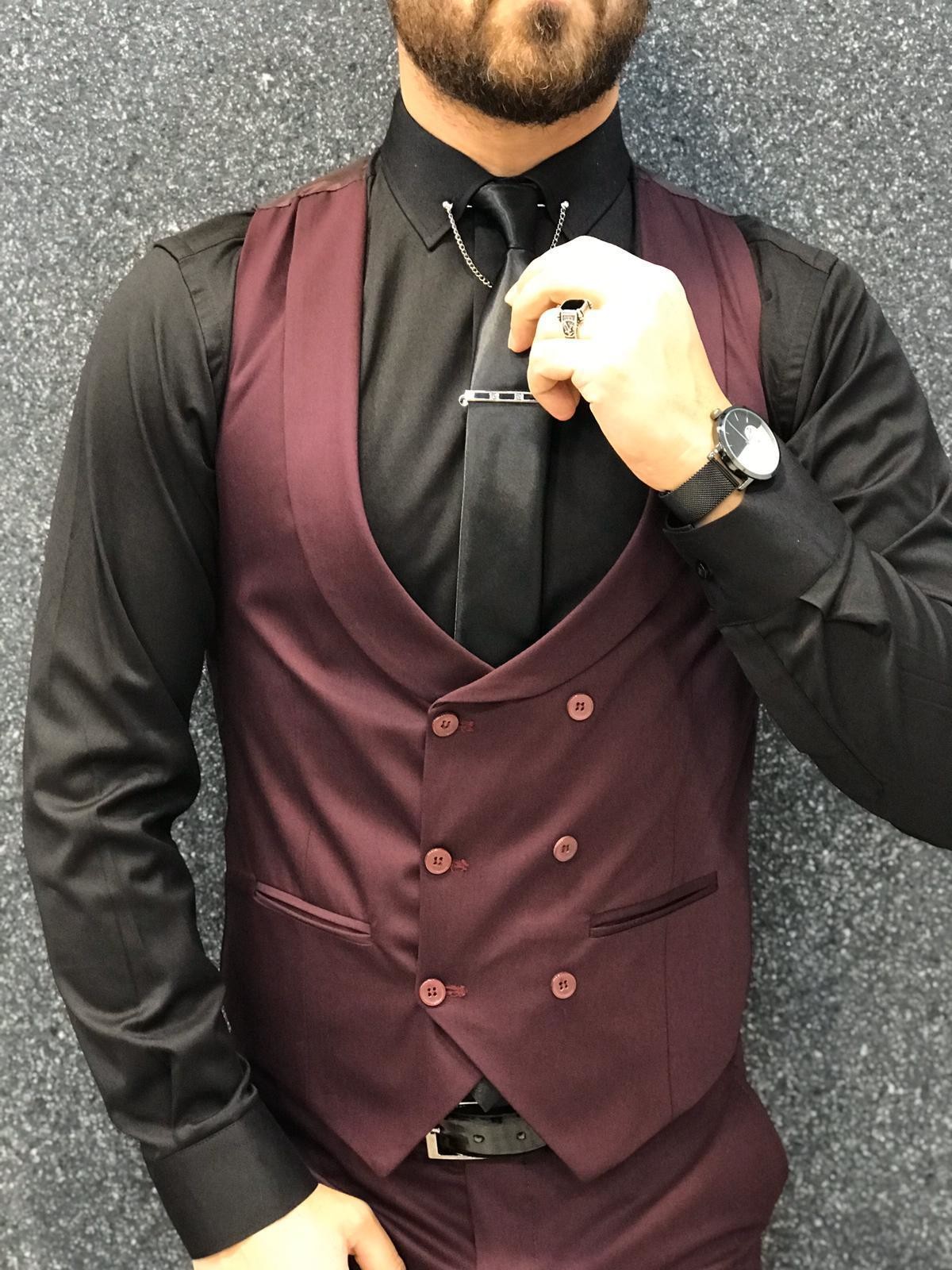 Wedding Wool Tuxedo 3 Piece Suit For Men Slim Fit