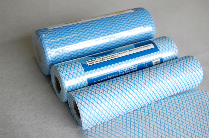 Blue Wave Printed Viscose Rayon Foam Bonding Nonwoven Wiping Cloth for Home or Hotel Cleaning