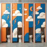 Floor Mounted Anti Graffiti Pressure Laminate Hinged Bathroom Partition