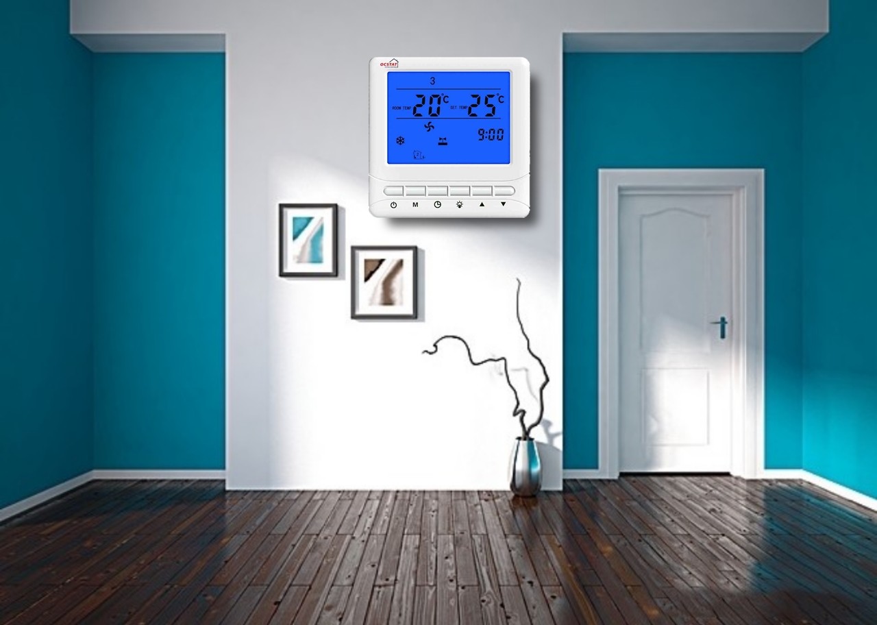 Weekly Programmable Fan Coil Thermostat Omron Relay NTC Sensor CE RoHS