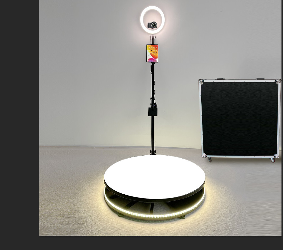 Parties Stand On 360 Video Camera Booth With Selfie 12 inch ring light