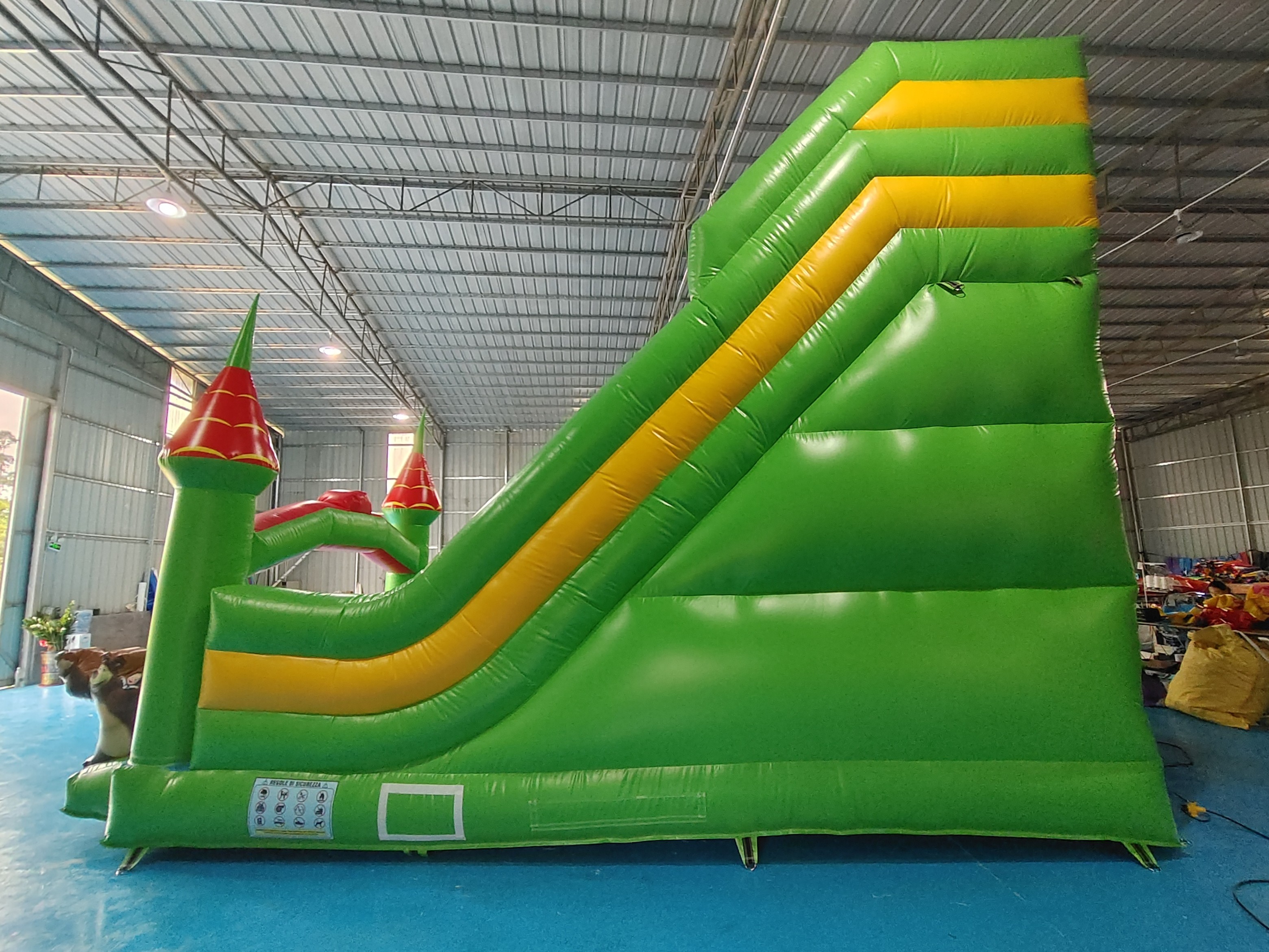 Commercial Grade PVC Inflatable Dry Slide With Pillar Colorful Inflatable Double Slides For Kids