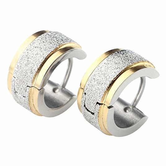 18G Stainless Steel Small Hoop Huggie Hinge Stud Earrings Silver Black Blue Gold