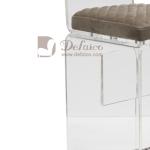 Modern Armless Clear Acrylic Bar Stools Bar Chair With Brown Leather Cushion