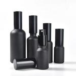 22mm Dia Glass Cosmetic Containers Matte Black Perfume Glass Bottle H82mm