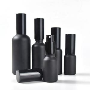 Wholesale 22mm Dia Glass Cosmetic Containers Matte Black Perfume Glass Bottle H82mm from china suppliers