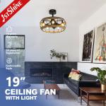 20 Inches Farmhouse Caged Bladeless Ceiling Fan With Light