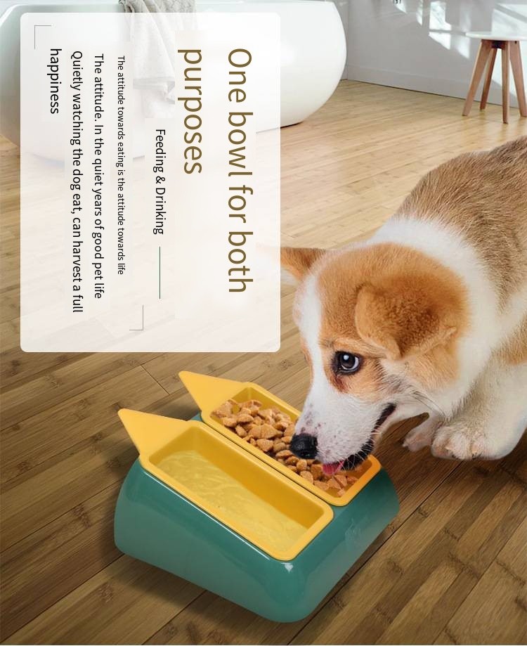 Pet Plastic Cat Bowls Multi-Functional Slanted Dog Food Feeder Bowl