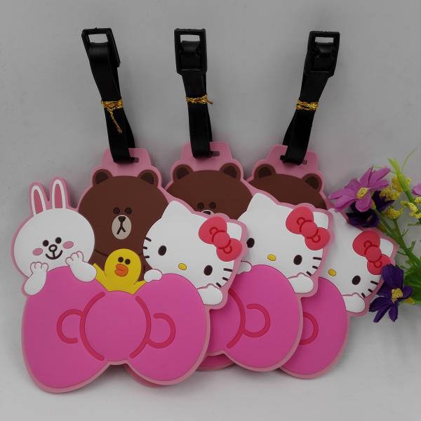 Pink Hello Kitty Friends Rubber PVC Luggage Tags Suitcase Luggage Tags With
