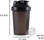 Sports Gym Protein Shaker Bottles Bpa Free 16Ounce 450ml