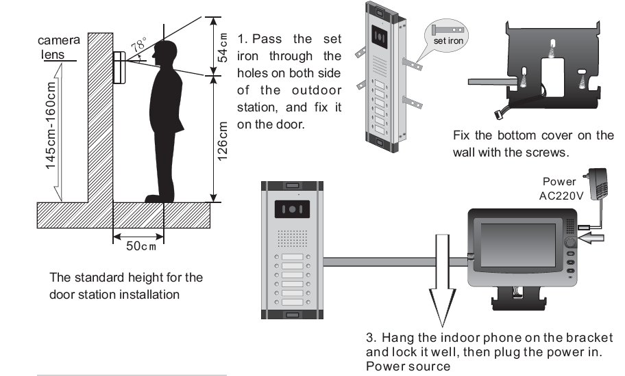CK-103 @ Popular light and slim style 7inch color screen night vision and intercom system for multi-apartment