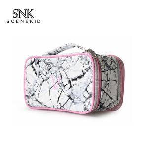 Wholesale Portable Geometric PU Leather Toiletry Makeup Zipper Wash Bag Waterproof from china suppliers