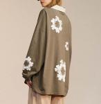 Small Quantity Clothing Manufacturer Casual Long Sleeve Puff Print Snowflake