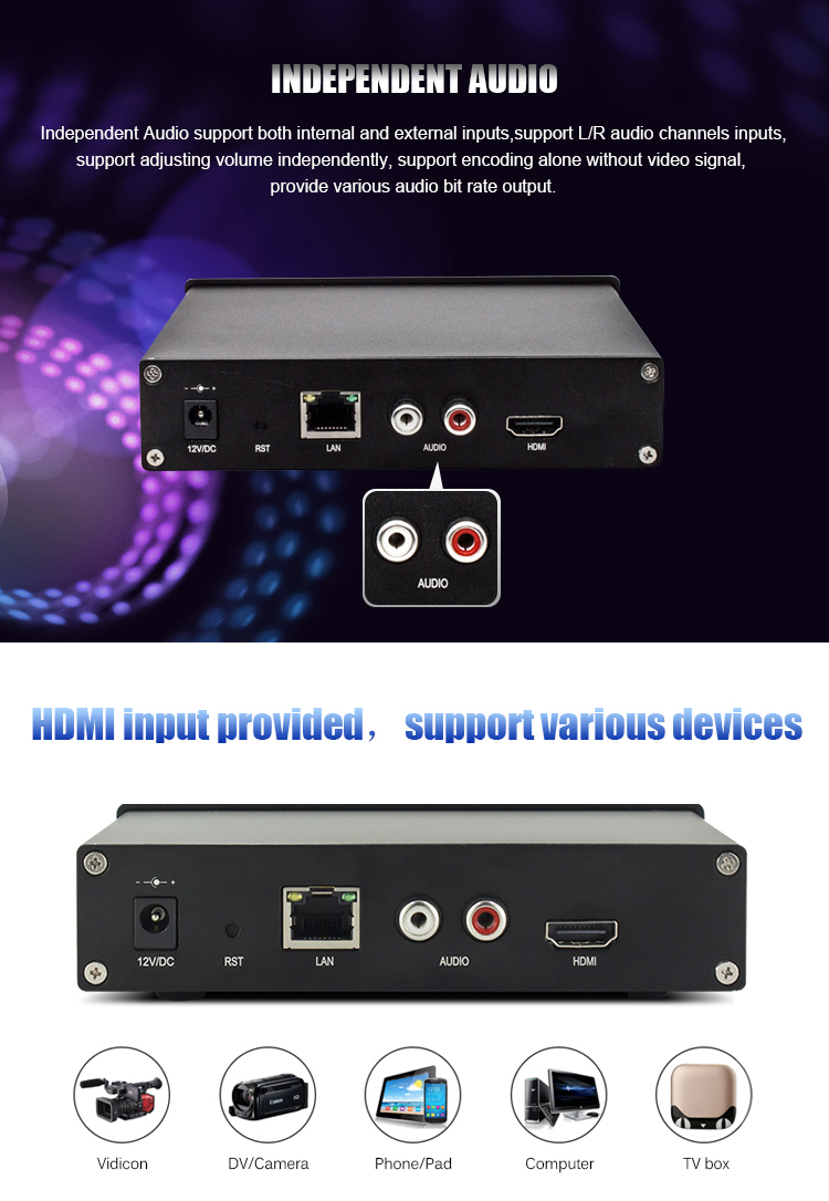 Independent Audio IP Streaming Video Encoder Iptv For Webcasting