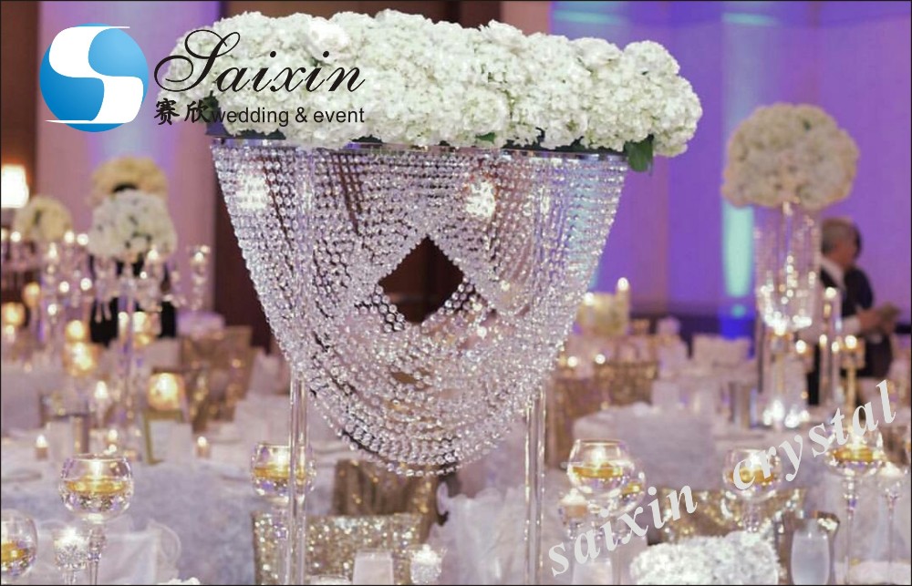 9 Arms Tall Luxury Clear Crystal Candle Holder For Dining Table Wedding Centerpiece Home Decor