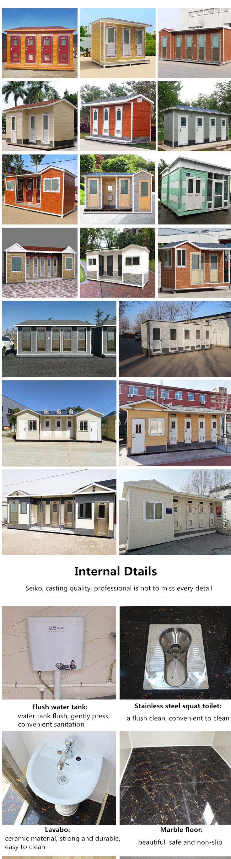 Movable Women Men Park Double Squat OEM Portable Toilets