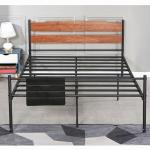 BSCI Simple Black Wooden Metal Furniture Solid Wrought Iron Beds King Size For