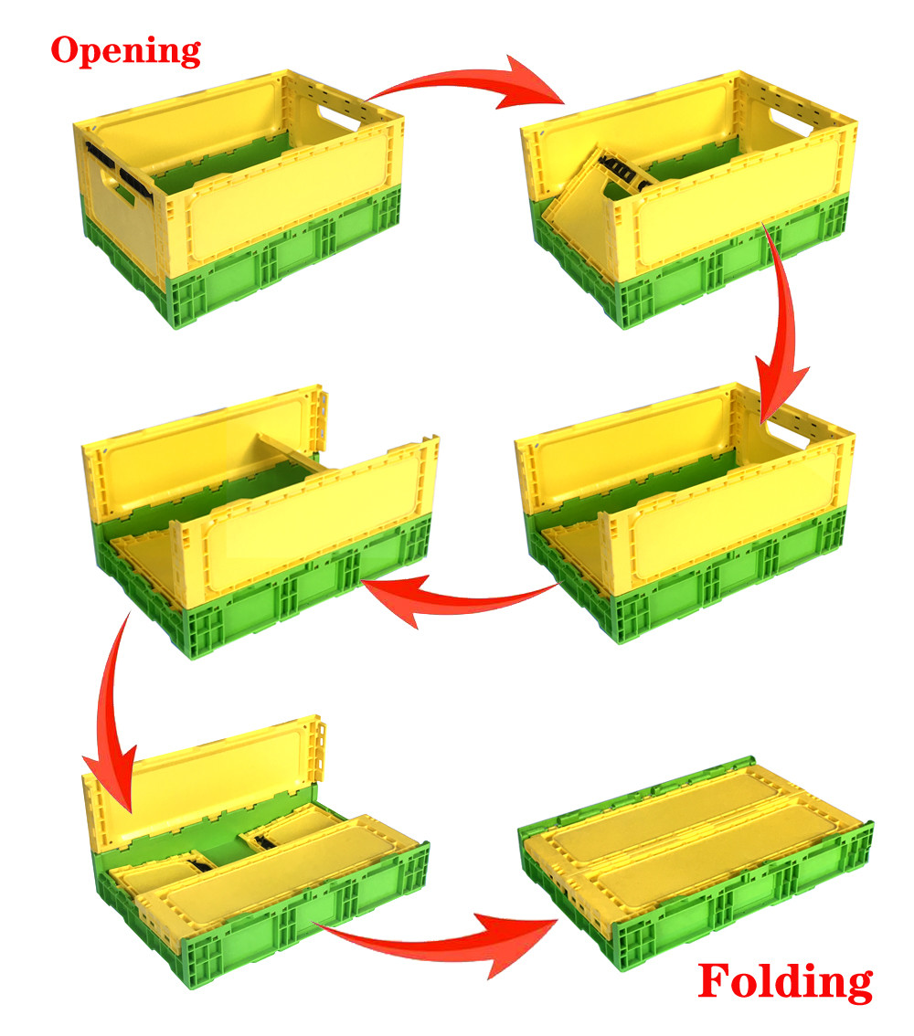 Plastic Stackable Vegetable Crates Heavy Duty Collapsible Plastic Crate PP