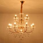 110V Bedroom Golden Iron Fancy 850*700mm Crystal Candle Chandelier