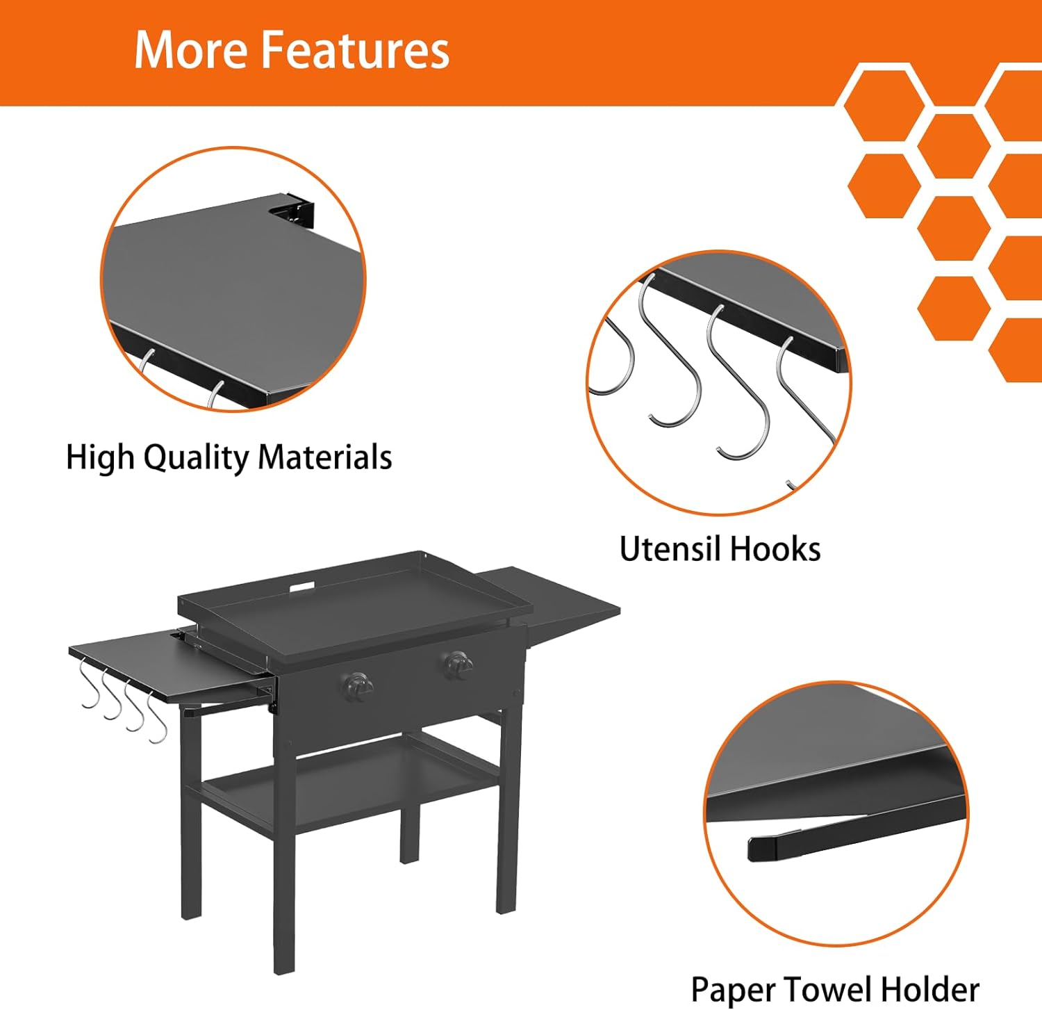 Foldable Griddle Side Shelf for Blackstone 28" Griddle, Griddle Accessories for Blackstone with Paper Towel Holder