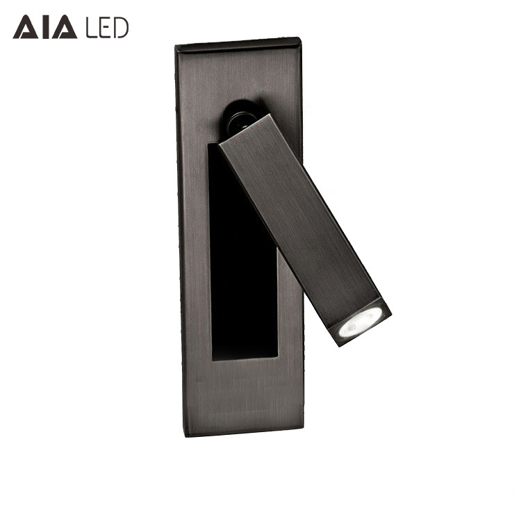Rotating Recessed mounted bed sides light 3W led bed lighting reading light bed head wall lamp