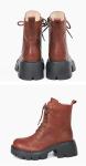 HZM038 Leather Women'S Boots Mid-Tube Boots Winter New Style Plus Velvet Warm