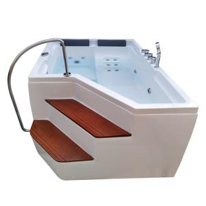 Wholesale Whirlpool Massage Hydrotherapy Corner Bathtub Hot Tub 2 Two Person With Stairs from china suppliers