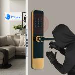 Anti Peep Smart Fingerprint Door Lock Aluminium Alloy Touch Screen Front Door