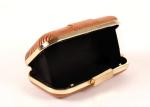 High - End Genuine Ladies Orange Clutch Bag Vintage Metal Lock With Cow Leather