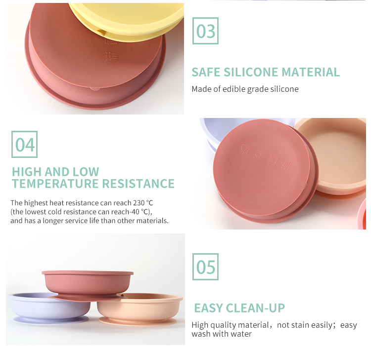Food Grade Suction Silicone Bowl Set For Baby Toddler Feeding