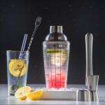 Production Shaker Glass Cocktail Shaker Bottle With Stainless Steel Lid And