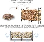 Firewood Rack with Cover Metal Log Store Outdoor 200 x 116 x 36 cm Black