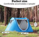 Abco 2-Person Pop Up Tent - Portable Cabana with 2 Doors, Water-Resistant and UV