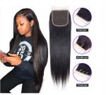 Brazilian Straight 8 - 20 Inch Virgin Human Hair Extensions Closure 1B