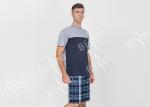 Contrast Color Mens Summer Sleepwear / Mens Short Sleeve Pyjamas Very Soft