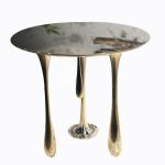 Upholstery Stainless Steel Lobby Golden Coffee Table Anti Rust