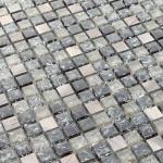Brown crack crystal glass mix metal mosaic tile for walls decoration