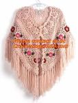 Womens Tassel Hollow Long Handmade Crochet Ponchos Wool Grandrelle Yarn Poncho