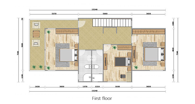 Two Story Modular Homes Prefab Villa Steel Frame House With Beautiful Decoration