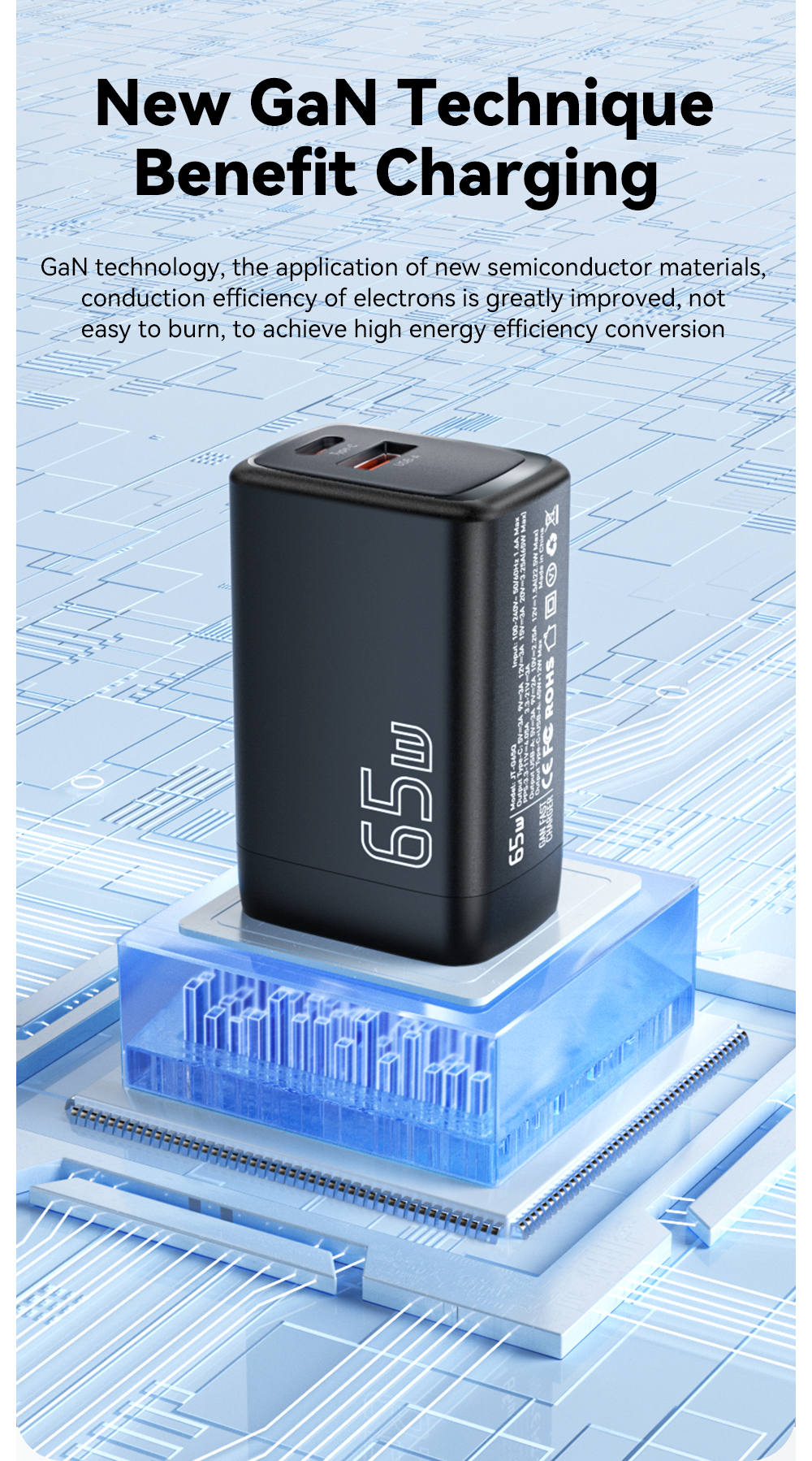ESSAGER JT-G65Q Series Portable Fast Charger 65W For Android Phone Charger