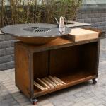 Portable Charcoal Barbecue Grill Weathering Steel 3 In 1 Bbq Grill D1000mm