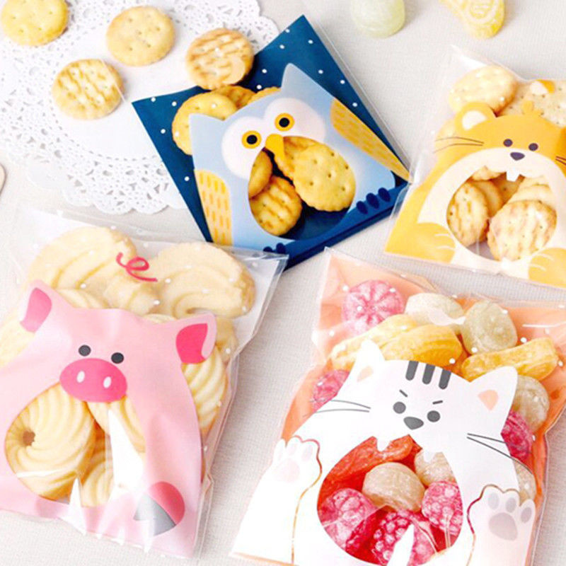 Custom printing cute handmade cookies candy self adhesive opp plastic bag